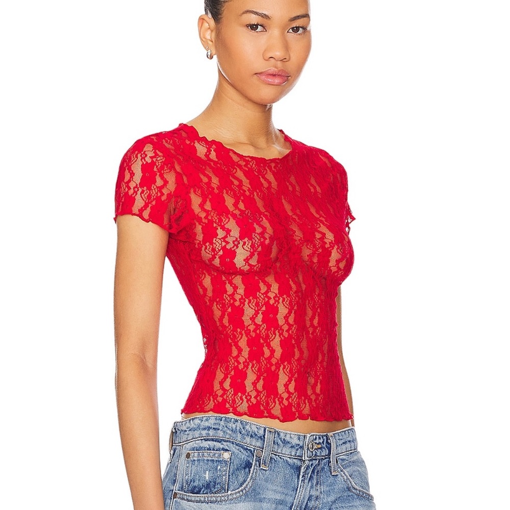 Red lace top